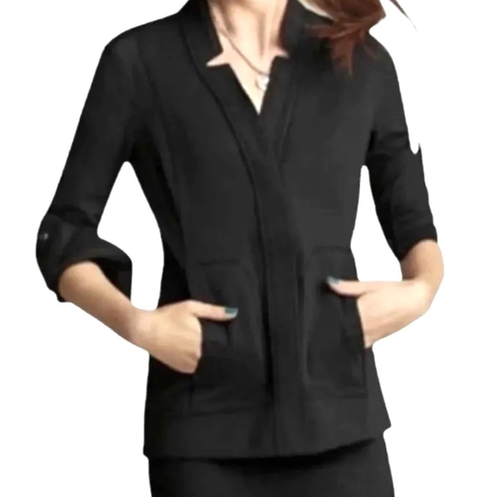 Cabi Zip Front Jacket Women‎ Small black Excellent High-Low Hem